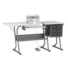 Build your own sewing table. Sew Ready Ultra 60 25 In W X 23 75 In D Pb Eclipse Craft Sewing Table With 3 Storage Drawers In White With Gray Metal Frame 13376 The Home Depot