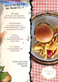 Mit Dieser Kartenvorlage Gestalten Sie Ihre Personliche Burgerkarte Bzw Bbq Speisekarte Sie Mussen Nur Den Text Speisekarte Lebensmittel Essen Menu Vorlage