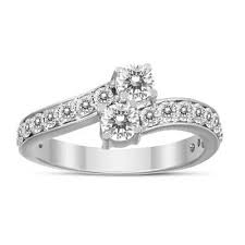 1 Carat Forever Us Diamond Two Stone Engagement Ring 10k White Gold Stone Engagement Rings White Gold 1 Carat