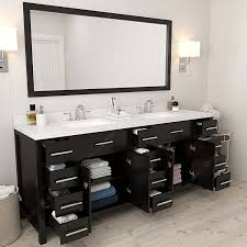 The caroline avenue bath vanity collection features a clean, shaker design that will enhance any bathroom. 78 Double Bath Vanity In Espresso With Dazzle White Quartz Top And Square Sink With Mirror