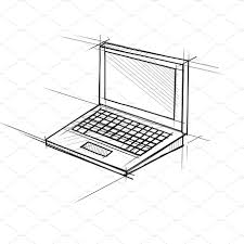 Laptop Computer Technical Drawing Technical Drawing Creative Market Retro Illustration