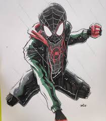 Made with copic markers, holbein and luminace pencils on a3 perfect coloring paper.📲 follow◎ facebook. Hey Made This For A Friend At Work Milesmorales Spiderman Spidermanintothespiderverse Sketch Ink Pencils Proc Marvel Fan Art Spiderman Spider Verse