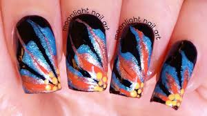 Orange prom nails great nail designs orange nail pictures to pin. Blue Bronze Orange On Black Drag Marble Nail Art Design Tutorial