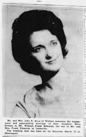 March 1965 Mary Evelyn Allen to marry William Frank Edwards