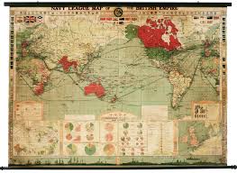 Navy League Map Of The British Empire Large World Wall Map With Empire Members Coloured Red Empire Statistics Across T Wall Maps Map Globe Vintage World Maps