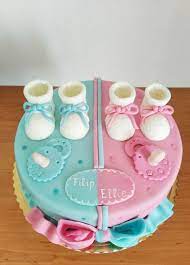 Christening Cake For Twins Baby Shower Cakes Neutral Baby Reveal Cakes Twins Cake