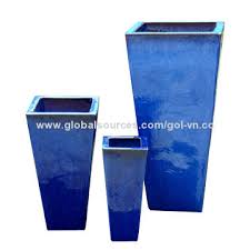 Have oversized plants in your backyard? Outdoor Glazed Planter Set 3 Tall Tapered Square Planters Outdoor Glazed Pots Ceramic Flower Pots Global Sources