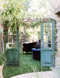Stylish Backyard Vow Renewal Tina Brian Green Wedding Shoes Floral Archway Outdoor Country Wedding Old Door