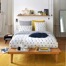 Housse De Couette Imprimee Percale De Coton Digna Bleu Blanc Jaune La Redoute Interieurs La Redoute Home Bedroom Home Decor Bedroom Themes