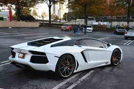 White And Black Lamborghini Aventador At Caffeine Exotics Atlanta Streets White Lamborghini Lamborghini Gallardo Lamborghini