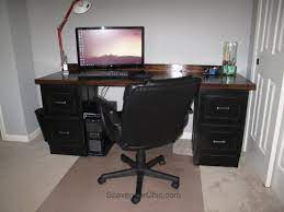 I also have a great tutorial on how to paint a file cabinet. Desk Made From Old Metal File Cabinets Scavenger Chic