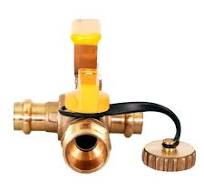 PLUMBFLEX 1 in. Press High Flow Drain Ball Valve, 3 Way Adjustable Flow Path, Brass S928223