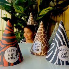 Safari Party Hats Instant Download Printable Editable Kids Safari Jungle Zoo Animal Theme Birthday Party Hats With Lets Get Wild Animal Birthday Party Animal Theme Birthday Safari Birthday Party
