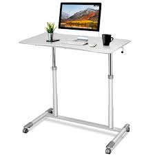 Costway Height Adjustable Computer Desk Sit Stand Rolling Notebook Table Stand Portable Walmart Com In 2020 Adjustable Computer Desk Adjustable Height Desk Computer Stand For Desk