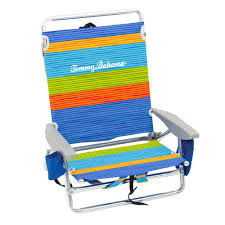 Most beach chairs can be folded easily, but some are more portable than others due to lightweight materials or added features, such as backpack straps. Tommy Bahama Striped Aluminum And Fabric 5 Position Lay Flat Backpack Beach Chair Sc591tbbp1005hd The Home Depot