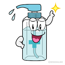Hand sanitizer cartoon mascot character having a compass. Free Posing Hand Sanitizer Cartoon Image Charatoon