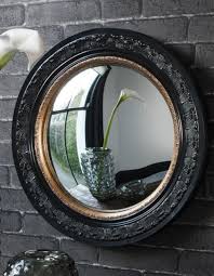 Black And Gold Round Convex Mirror Black And Gold Porthole Mirror In 2020 Convex Mirror Mirror Round Hanging Mirror