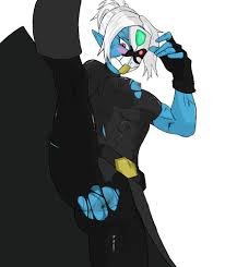 Rule 34 - 1girl Blue Skin Blush Broken Mask Dragon Ball Exposed Nipples  Exposed Pussy Fingerless Gloves Kicking Leg Up Looking At Viewer Mask  Pointy Ears Red Eyes Ripped Clothing Scratches Skin