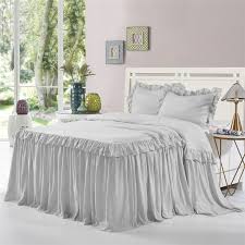 Dark gray hues typically pair well with pastels. Hig 3 Piece Ruffle Skirt Bedspread Set King Light Gray Color 30 Inches Drop Ruffled Style Bed Skirt Coverlets Bedspreads Dust Ruffles Alina Bedding Collections King Size 1 Bedspread 2 Standard Shams Walmart Com
