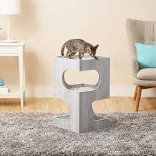 Frisco 28 In Modern Cat Tree Condo Gray Chewy Com Modern Cat Tree Cat Tree Condo Modern Cat