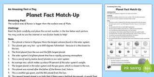 Planet Fact Match Up Worksheet Worksheet Worksheet