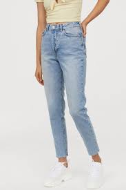 Slim Mom High Ankle Jeans Light Denim Blue Ladies H M Us Mom Jeans H M Slim Mom Jeans Skinny Mom Jeans