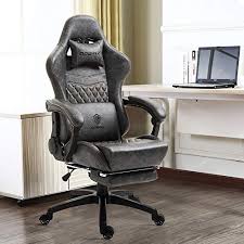 Maybe you would like to learn more about one of these? Dowinx Gaming Chair Office Chair Pc Chair With Massage Lumbar Support Vintage Style Pu Leather High Back Adjustable Swivel Task Chair With Footrest Light Grey Pricepulse