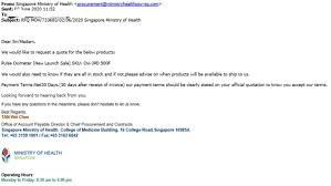 Ministry of health, singapore, singapore. Police Advisory On Re Emergence Of Purchase Order Scams
