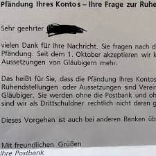 Danach können sie den kreditor sofort danach erkundigen, ob oder wann er das konto wieder freigeben wird. Pfandung Postbank Hilflos Recht Wirtschaft Und Finanzen Schulden