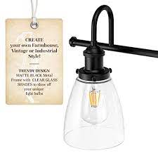 Learn sizing and placement advice from the lighting pros. Ralbay Vintage Bathroom Vanity Lighting Fixtures 4 Lights Industrial Matte Black Finish With Clear Glass Vanity Lights Farmhouse Bathroom Vanity Lights Wall Sconce Wall Lights Tools Home Improvement Rayvoltbike Com