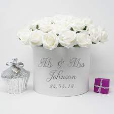 Personalised Mr Mrs Elegant Flower Bouquet Hat Box Custom Etsy Wedding Gifts For Bride Mr And Mrs Wedding Bride Floral