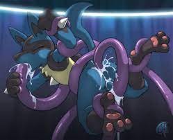1boy anal anal sex balls closed eyes cum dark nek0gami furry  furry only hindpaw lucario male male only no humans oral paws penetration  pokémon (species) pokemon solo tentacle tentacle