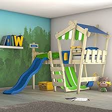 Wickey Kinderbett Mit Rutsche Crazy Hutty Hochbett Mit Dach Abenteuerbett Mit Lattenboden Apfelgrun Blau Kinderbett Mit Rutsche Hochbett Madchen Loft Betten