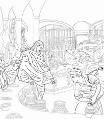 First Miracle Of Jesus At The Wedding Feast At Cana Coloring Page Free Printable Color Bible Coloring Pages Jesus Coloring Pages Sunday School Coloring Pages