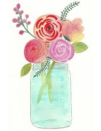 Watercolor Flowers In A Mason Jar Free Printable Download Mason Jar Crafts Diy Jar Crafts Jar Crafts