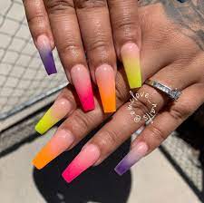 Vaveah 24 pcs press on nails coffin for women, extra long fake nails glue on nails, false nails with glue (rainbow) brand: Dope Nails