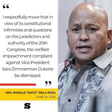 Senator Ronald "Bato" Dela Rosa has...