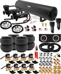 Slamair air springs provide up to 2000 pounds of leveling capacity*. Buy Vixen Air Suspension Kit For Truck Car Bag Air Ride Spring On Board System Dual 200psi Compressor 5 Gallon Tank For Boat Lift Towing Lowering Load Leveling Onboard Train Horn Vxx1208fb 4852dbf Online In Turkey B07gtsf3xv