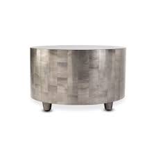 A Sophisticated Round Drum Style Coffee Table With Clear Silver Finish Ideal For The Contemporary Living Drum Coffee Table Coffee Table Coffee Table Furniture