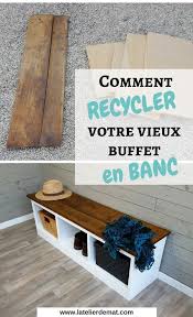 Un Banc Fait A Partir D Un Vieux Dessus De Buffet Meuble Recyclage Relooker Meuble Meuble A Fabriquer Soi Meme