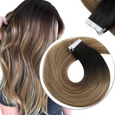 Chestnut brown hair tone many women try to duplicate lisa rinna's haircut and hair color. Amazon Com Sunny Tape In Hair Extensions Ombre Human Hair Balayage Color Dark Brown Fading To Chestnut Brown Highlighted Honey Blonde Skin Weft Human Hair Extensions 40 Pieces 100g 18 Inch Beauty