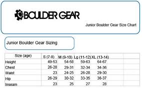 Boulder Gear Kids Size Chart Christy Sports