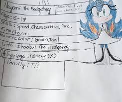 Nayomi The Hedgehog Characteristics Character Color Charmed