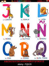 Alphabets)— · alfabeto m (uso muy frecuente) (plural: Cartoon Illustration Der Bunten Spanischen Alphabet Oder Alfabeto Espanol Set Mit Lustigen Tieren Aus Buchstaben J Q Stockfotografie Alamy
