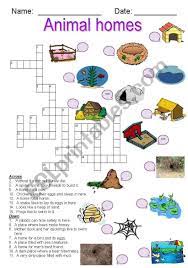 Crossword Puzzle With Clues Based On Animal Homes Answer Key Provided On Page 2 Animals And Their Homes Animal House Animal Habitats