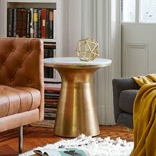 Well you're in luck, because here they come. Marble Topped Pedestal Side Table White Marble Antique Brass West Elm United Kingdom
