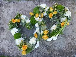 The heart is usually sent to express eternal love and remembrance. Double Open Heart Yellow And White Sherwood Florist Florist Havant Flowers Gifts Balloons Weddings Funerals