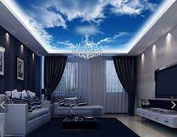 Find Many Great New Used Options And Get The Best Deals For 3d White Clouds 3 Ceiling Wallpaper Murals False Ceiling Design Ceiling Murals Bed In Living Room