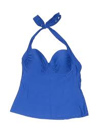 details about merona women blue swimsuit top med