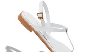 Free shipping by amazon +10. Hata White Calf Leather Flat Sandals Manolo Blahnik